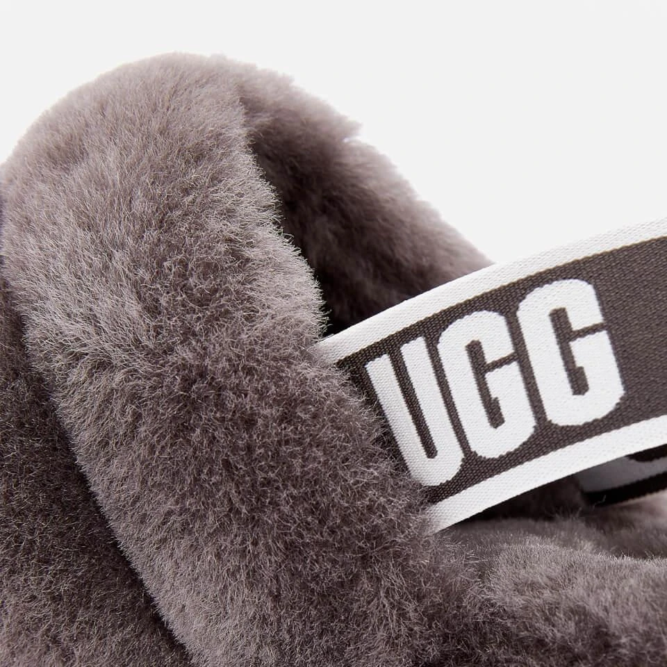 商品UGG|UGG WOMEN'S FLUFF YEAH SLIDE SHEEPSKIN SLIPPERS - CHARCOAL,价格¥571,第4张图片详细描述