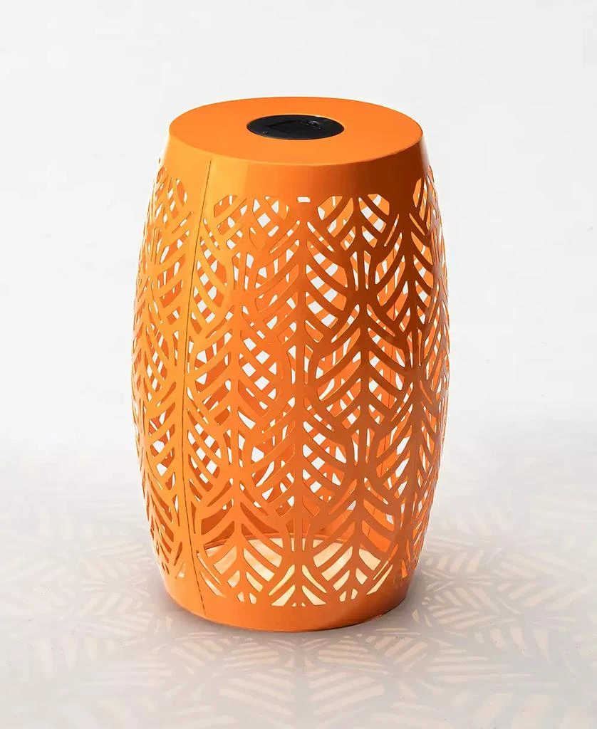 Multi-Functional Orange Iron Leaf Pattern Solar Powered Garden Stools or Planter Stand 商品