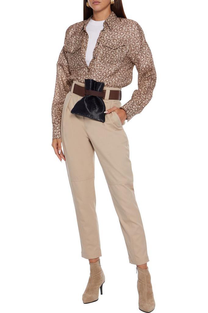 商品Brunello Cucinelli|Cropped cotton-blend twill tapered pants,价格¥3112,第4张图片详细描述
