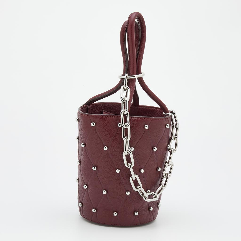 商品[二手商品] Alexander Wang|Alexander Wang Burgundy Leather Mini Roxy Studded Bucket Bag,价格¥2575,第5张图片详细描述