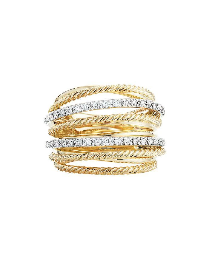 商品David Yurman|Crossover Wide Ring in 18K Yellow Gold with Diamonds,价格¥35732,第1张图片