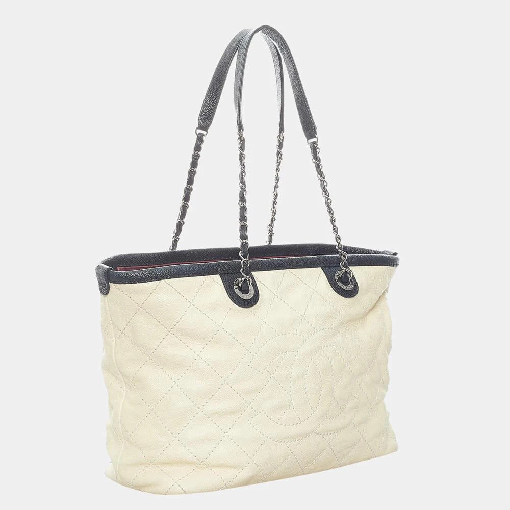 商品[二手商品] Chanel|Chanel Black/White Caviar Shopping Tote Bag,价格¥14600,第2张图片详细描述