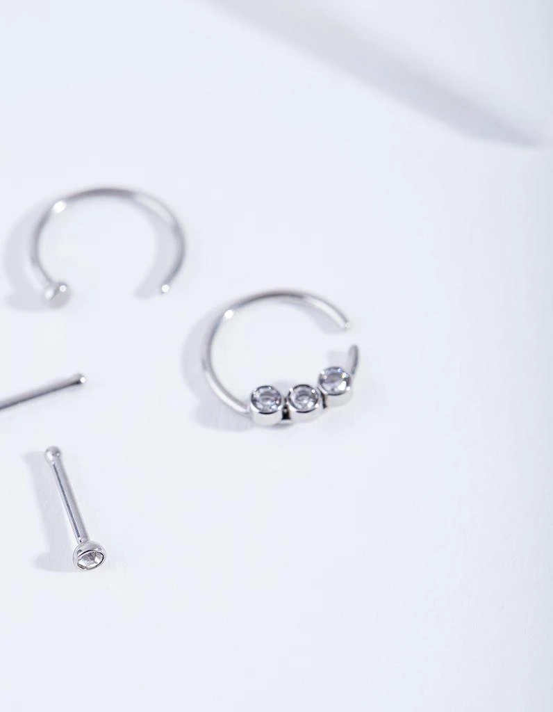 商品Lovisa|Rhodium Diamante Nose Ring 4 Pack,价格¥122,第2张图片详细描述