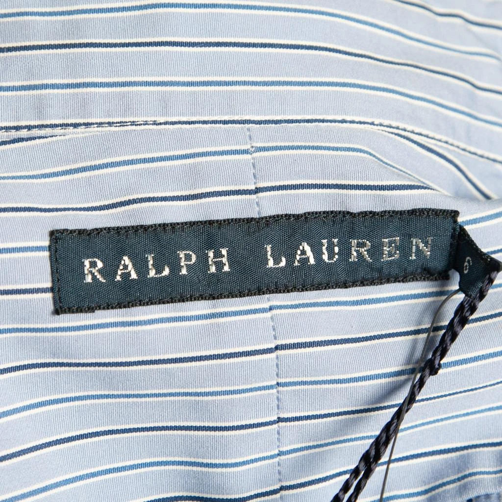 商品[二手商品] Ralph Lauren|Ralph Lauren Blue Striped Cotton Ruffle Trimmed Button Front Shirt M,价格¥919,第4张图片详细描述