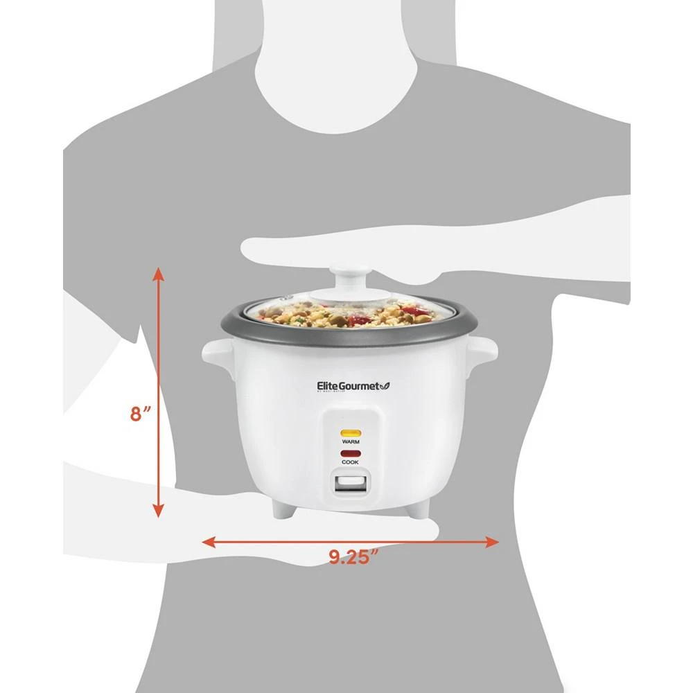 商品Elite Gourmet|6-Cup Nonstick Rice Cooker with Glass Lid,价格¥269,第2张图片详细描述
