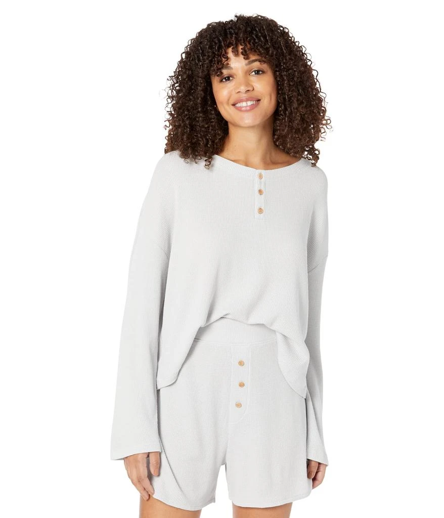 商品Eberjey|Cozy Waffle - Henley Long Sleeve Short PJ Set,价格¥937,第2张图片详细描述