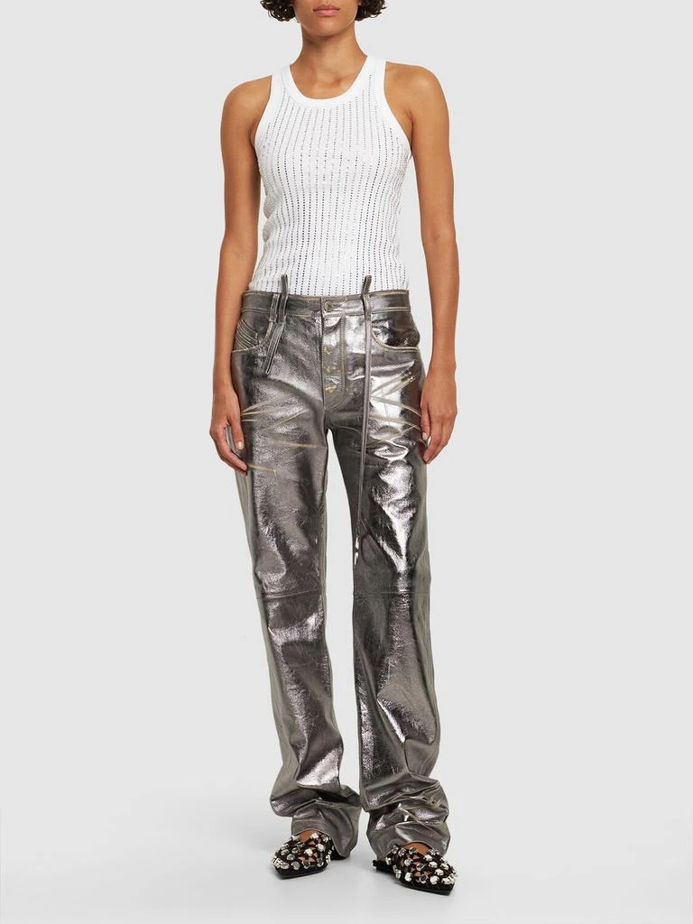 商品The Attico|Destroyed Mirror Leather Straight Pants,价格¥16143,第1张图片详细描述