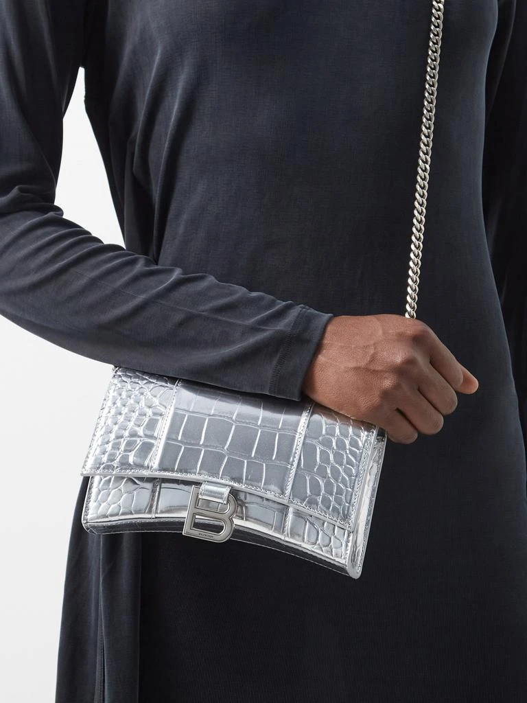 商品Balenciaga|Hourglass crocodile-effect leather cross-body bag,价格¥14352,第3张图片详细描述