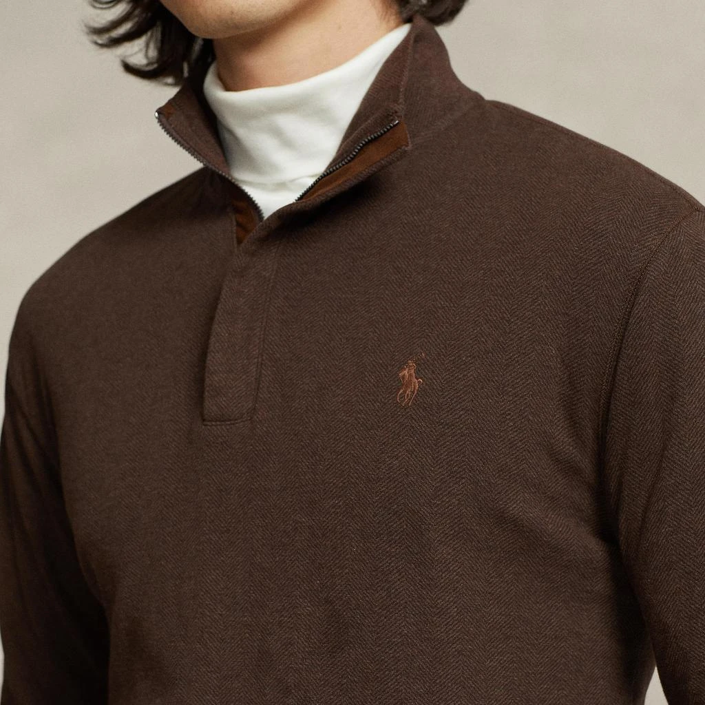 商品Ralph Lauren|Polo Ralph Lauren Men's Half Zip Double Knit Sweatshirt - Nutmeg Brown/Heather Harringbone,价格¥1506,第3张图片详细描述