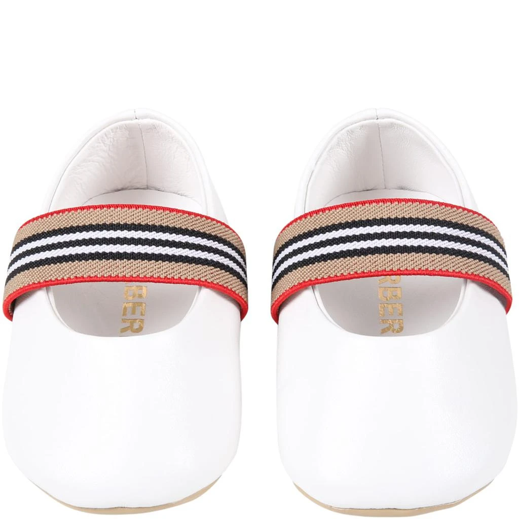 商品Burberry|White Ballet Flats For Baby Girl With Check Vintage,价格¥1448,第2张图片详细描述