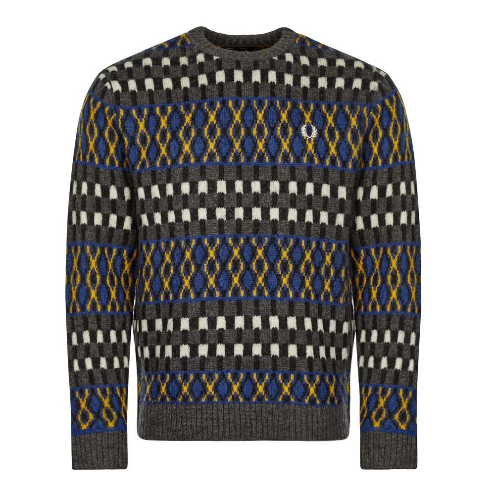 商品Fred Perry|Fred Perry Fair Isle Knit Jumper - Royal / Grey,价格¥792,第1张图片