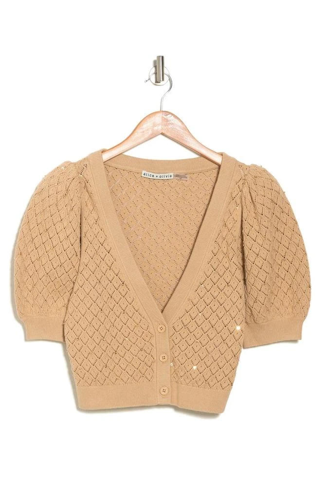 商品Alice + Olivia|Romi Embellished Puff Sleeve Crop Cardigan,价格¥917,第3张图片详细描述
