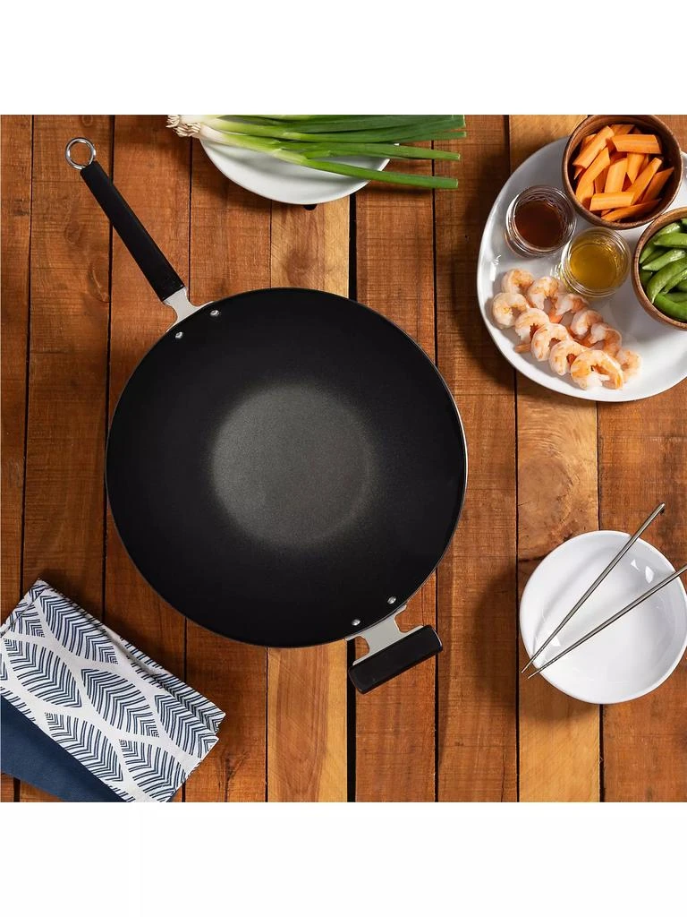 商品Escali|Joyce Chen Professional Series 14'' Carbon Steel Excalibur Nonstick Flat Bottom Wok,价格¥743,第5张图片详细描述