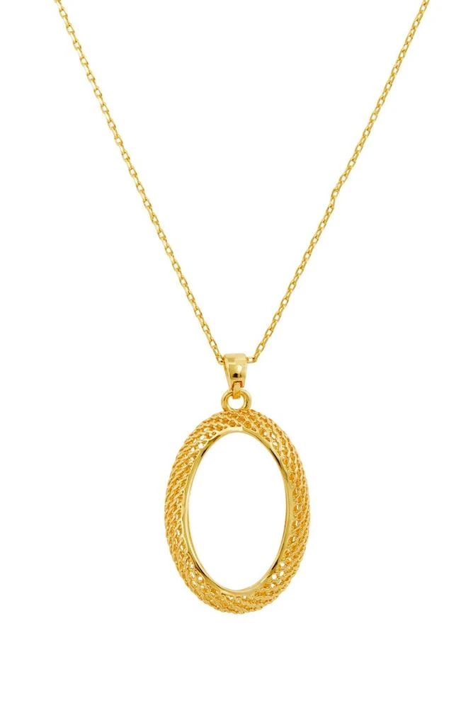 商品Savvy Cie Jewels|18K Gold Plated Honeycomb Oval Pendant Necklace,价格¥98,第1张图片