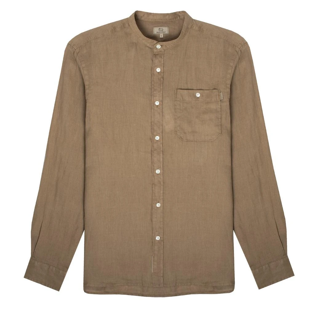 商品Woolrich|Woolrich Band Collar Linen Shirt Branch,价格¥710,第1张图片