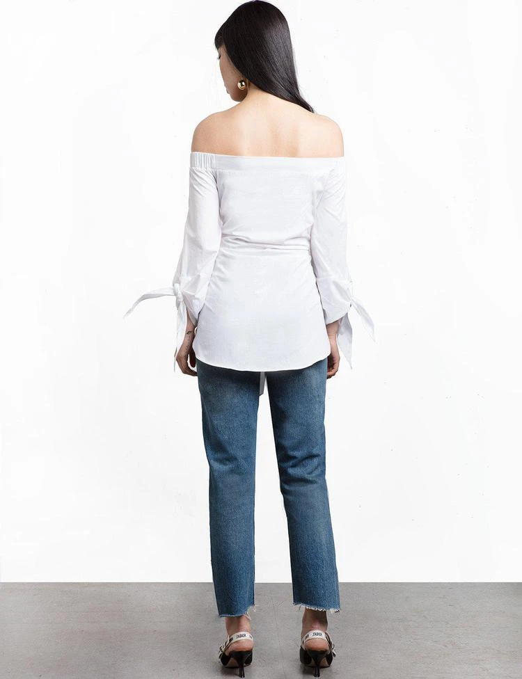 商品Pixie Market|Corset TIe White Off The Shoulder Top,价格¥379,第4张图片详细描述