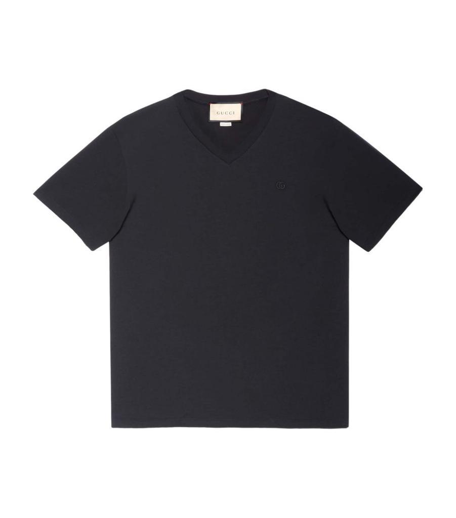 商品Gucci|Embroidered V-Neck Cotton T-Shirt,价格¥3199,第1张图片