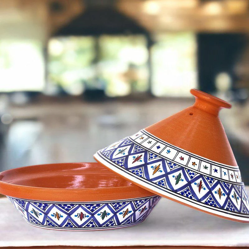 商品Kamsah|Kamsah Bohemian Supreme Medium Blue Tagine Handcrafted Ceramic Cooking Pot,价格¥637,第1张图片