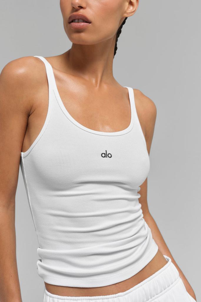 Alo Yoga！Ribbed Prosper Tank White S！新品 Alo Ribbed Prosper Tank - Black - Outdoor Clothing - Free Shipping
