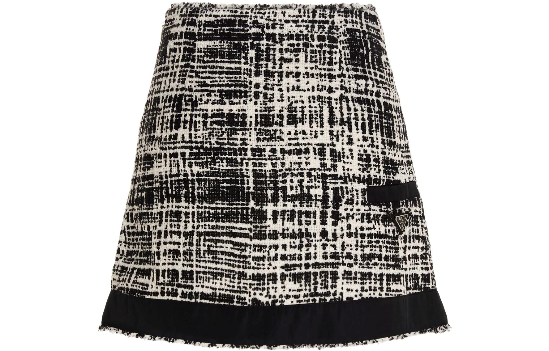 商品[国内直发] Prada|[预售3天]普拉达 花呢针织半身短裙 女款 黑色,价格¥1900,第3张图片详细描述