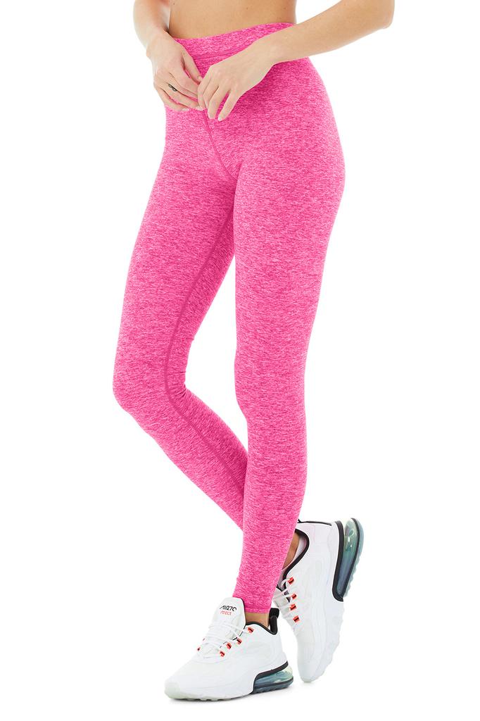 High-Waist Alosoft Flow Legging - Neon Pink Heather商品第3张图片规格展示