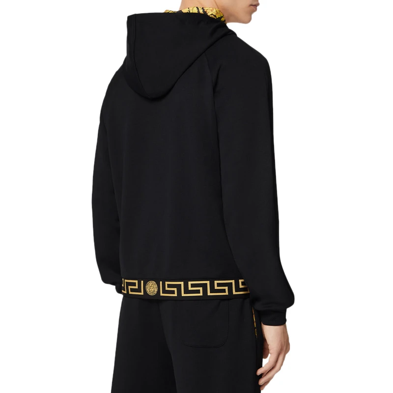 VERSACE 男士黑色希腊回纹镶边运动连帽衫 AGU03005-A233025-A1008 商品
