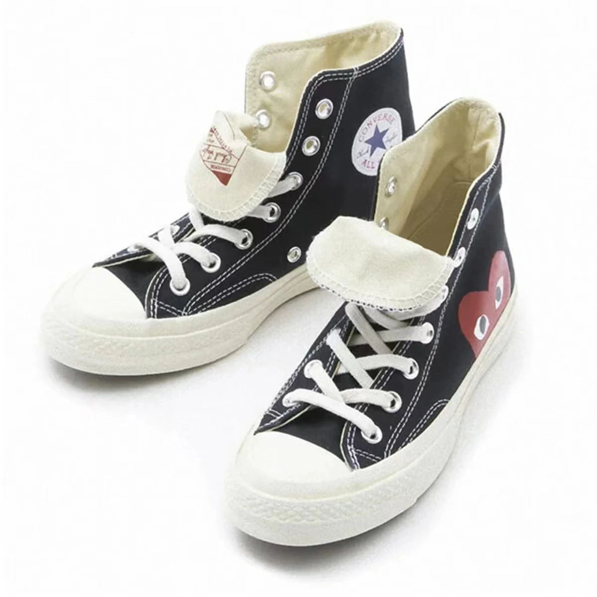 CDG x Converse 197Os chuck tavlor all star hi 川 久保玲爱心联名款 乘风破浪的姐姐 防滑耐磨 高帮 帆布鞋 男女同款 黑色AZK112-1 商品