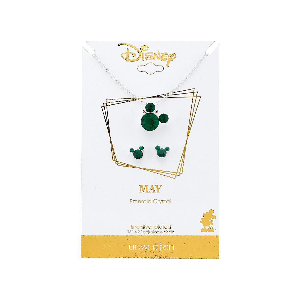 商品Disney|Silver Plated Crystal Birthstone Mickey Mouse Earring and Necklace Set, 16"+2" Extender,价格¥111,第5张图片详细描述
