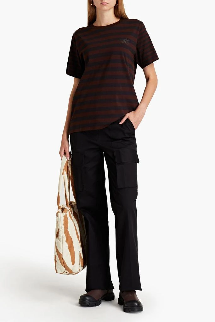 商品Ganni|Striped organic cotton-jersey T-shirt,价格¥315,第4张图片详细描述