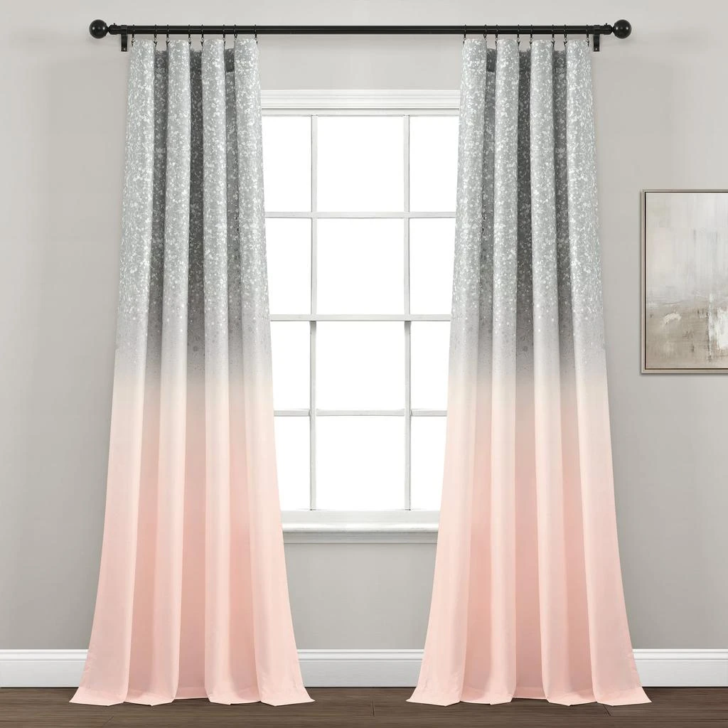 商品Lush Decor|Glitter Ombre Metallic Print Window Curtain Panel Set,价格¥362,第1张图片