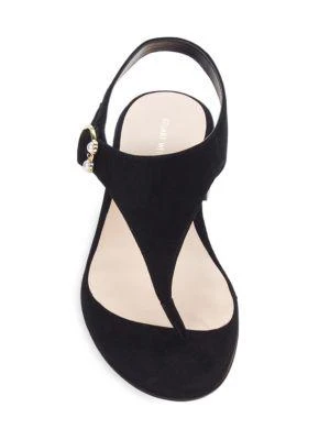 Faux Pearl-Embellished Suede Thong Sandals 商品