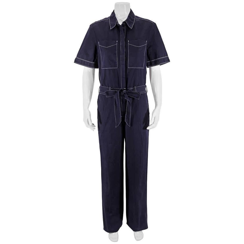 商品Burberry|Deep Indigo Lampton Solid Short Sleeve Jumpsuit,价格¥5080,第1张图片