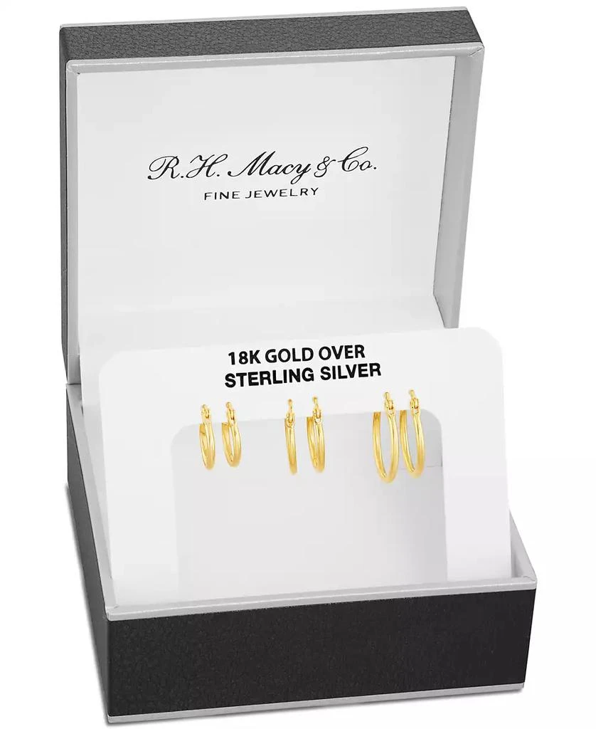 商品Macy's|Polished Hoop Earrings Set in 18k Gold over Sterling Silver, Created for Macy's,价格¥188,第3张图片详细描述