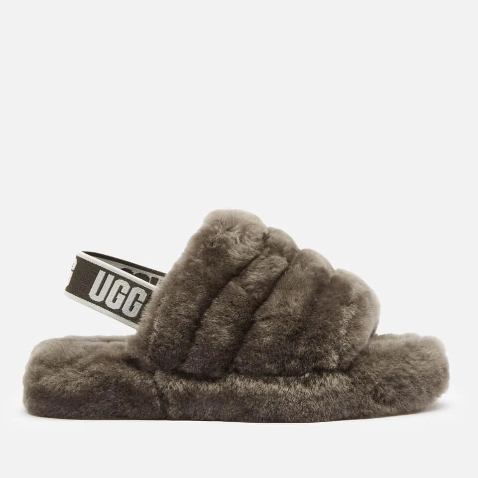 商品UGG|UGG KIDS' FLUFF YEAH SLIDE SLIPPERS - CHARCOAL,价格¥253,第1张图片