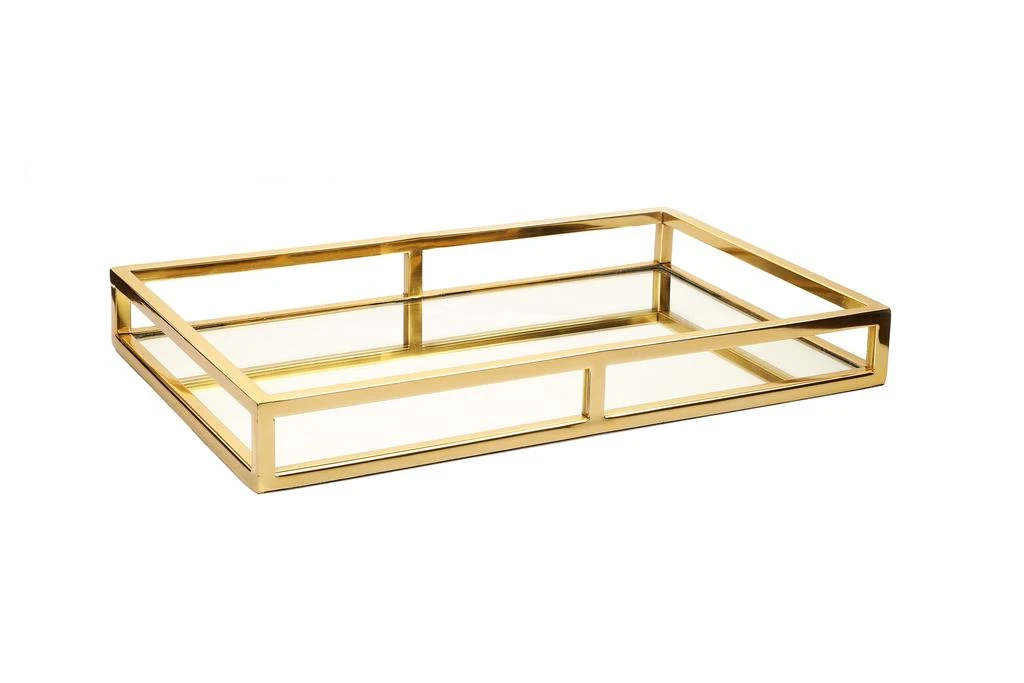 商品Classic Touch Decor|Oblong Mirror Tray-Gold,价格¥997,第1张图片