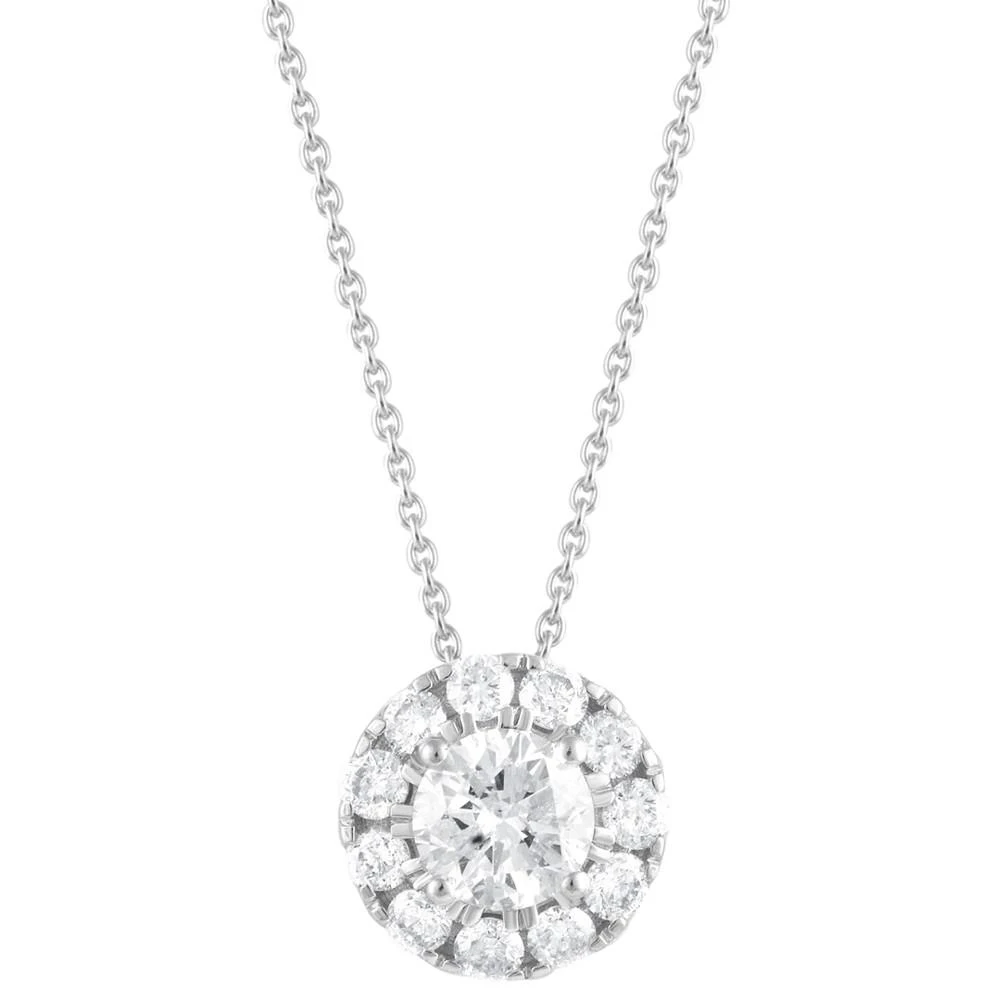 商品Macy's|Diamond Halo 18" Pendant Necklace (1/2 ct. t.w.) in 14k White Gold,价格¥6025,第1张图片