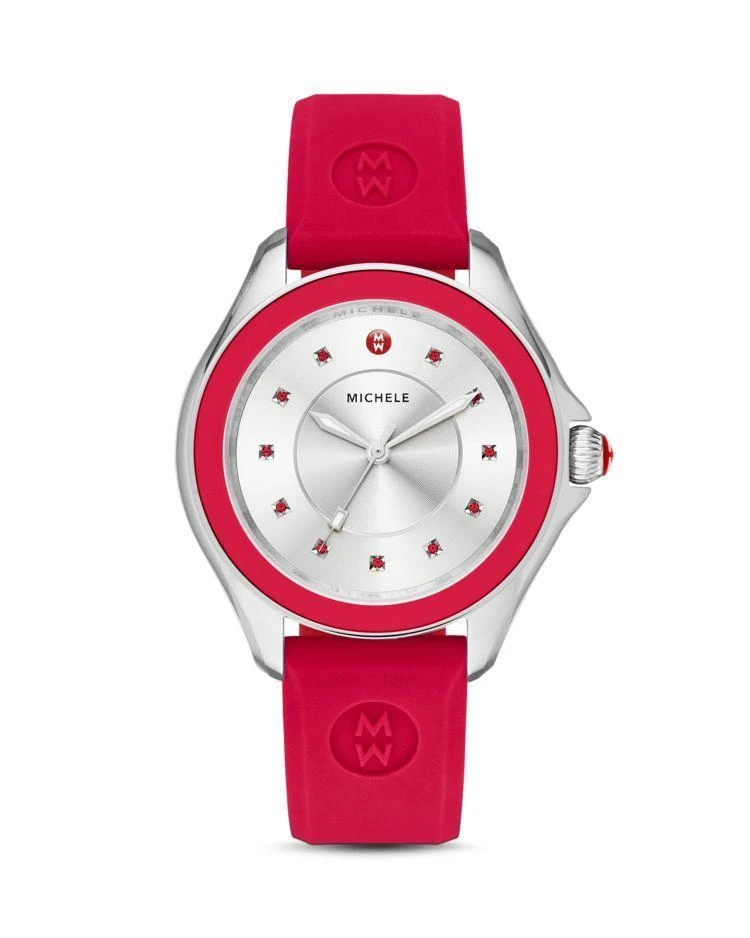 商品Michele|Cape Topaz-Studded Silicone Strap Watch, 40mm,价格¥1657,第1张图片