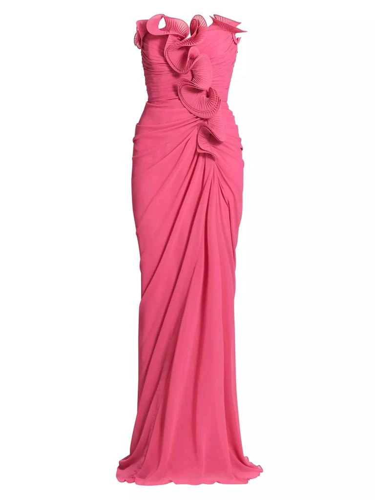 商品Badgley Mischka|Ruffled Georgette Strapless Gown,价格¥5207,第1张图片