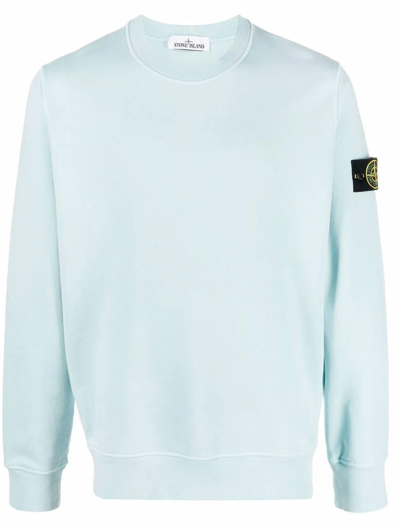 商品Stone Island|Stone Island Compass Badge Crew-neck Sweatshirt in Aqua Blue,价格¥2434,第1张图片