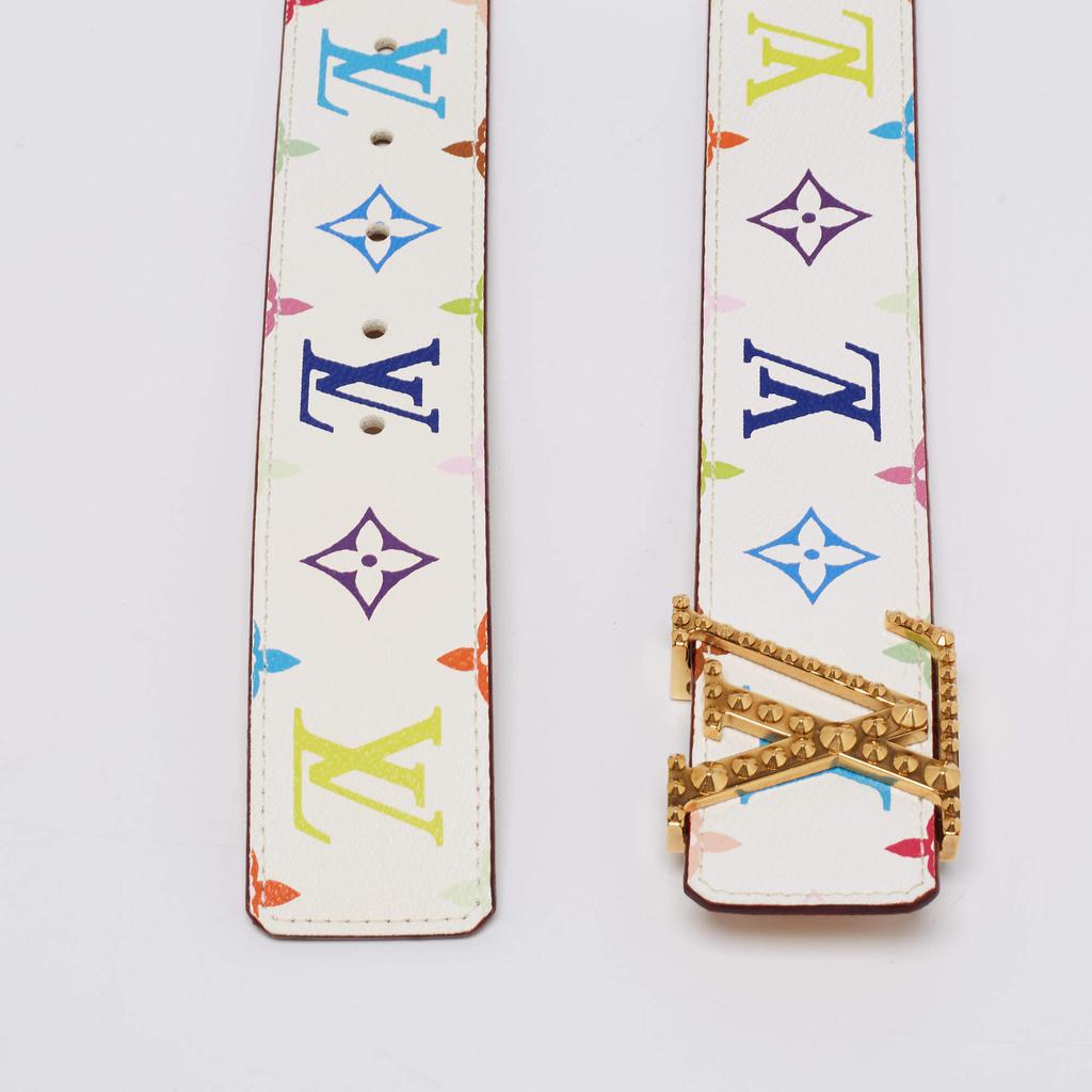 Louis Vuitton White Multicolore Monogram Canvas Studded LV Initiales Belt 80CM商品第3张图片规格展示