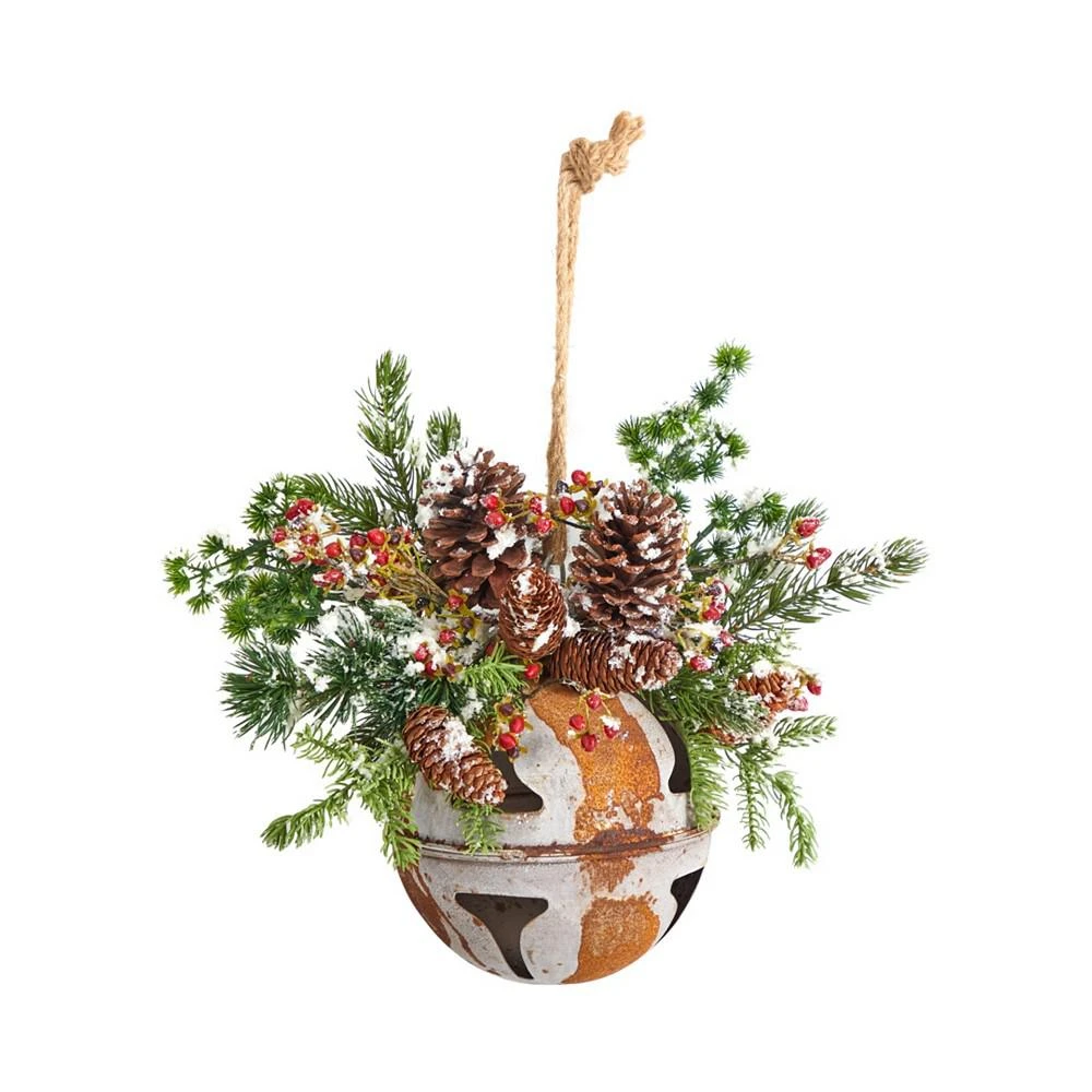 商品NEARLY NATURAL|Holiday Christmas Jumbo Metal Bell Ornament with Artificial Holly, Berries and Pine, 16",价格¥645,第3张图片详细描述