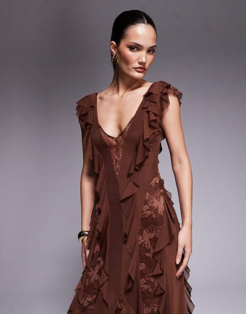 AFRM Trista Dress in Brown - Size M