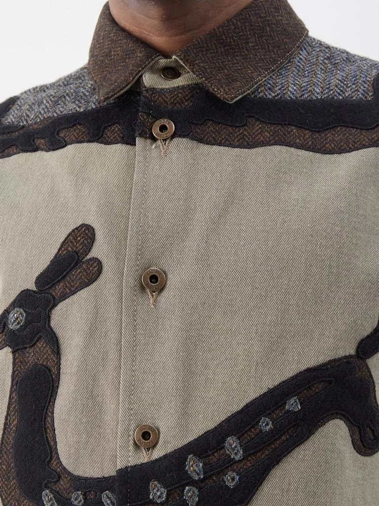 商品Loewe|Deer suede-appliqué denim overshirt,价格¥8165,第4张图片详细描述