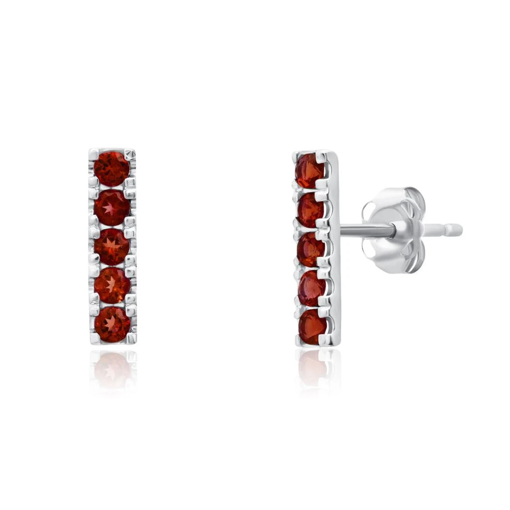 14k White Gold Small 2mm Gemstone Bar Stud Earrings with Push Backs 商品