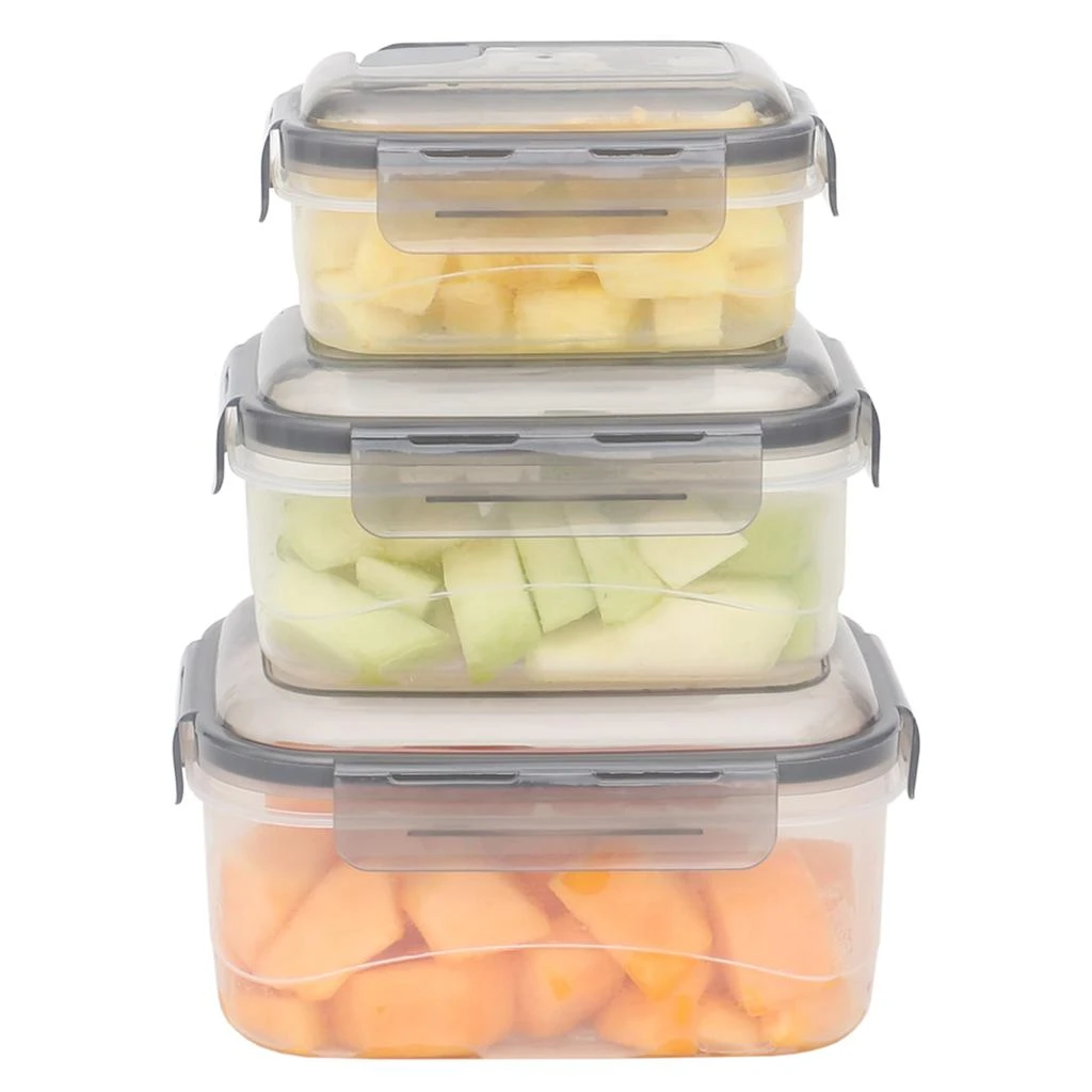 商品Home Basics|Home Basics Locking Rectangle Food Storage Containers with Grey Steam Vented Lids, (Set of 6),价格¥131,第4张图片详细描述