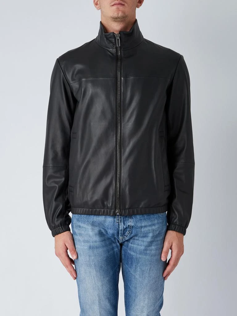 商品Emporio Armani|Man Leather Blouson Jacket Jacket,价格¥4983,第1张图片