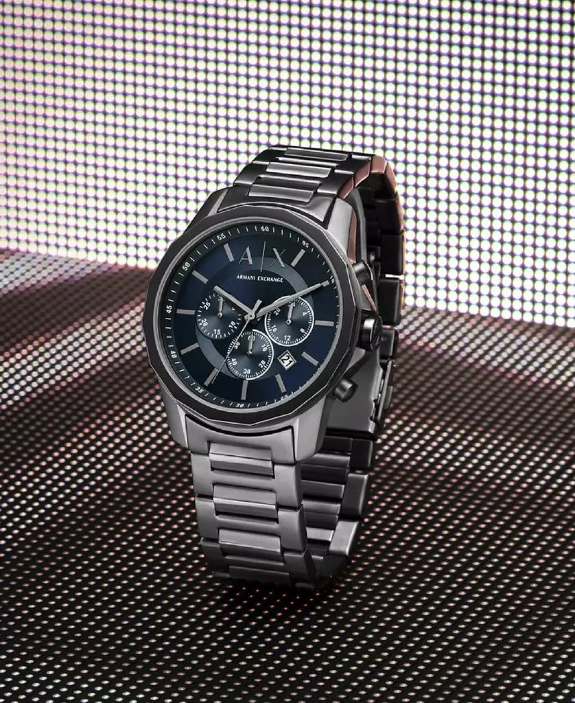 商品Armani Exchange|Men's Chronograph Gunmetal Stainless Steel Bracelet Watch,价格¥1644,第5张图片详细描述