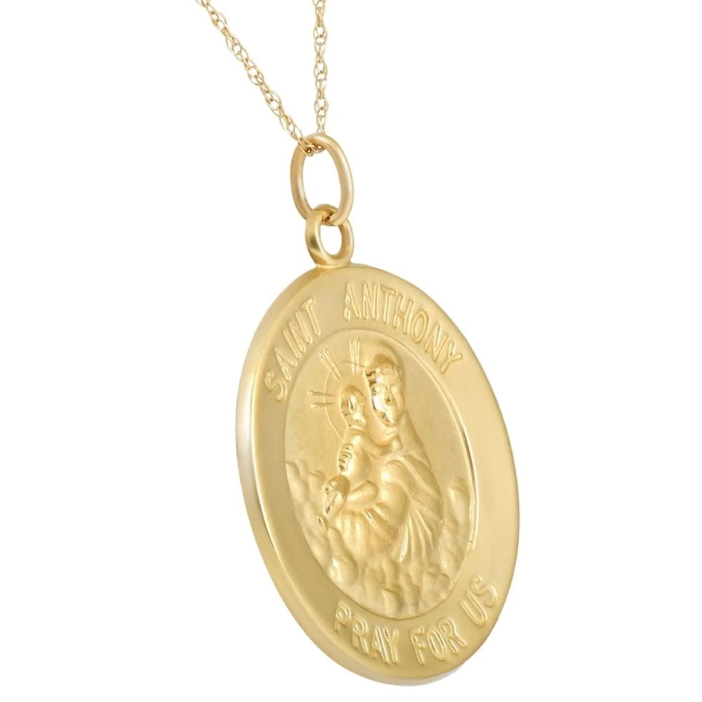 商品Pompeii3|14k Yellow Gold St. Anthony Medal Pendant 1" Tall 4.5 Grams,价格¥4150,第2张图片详细描述