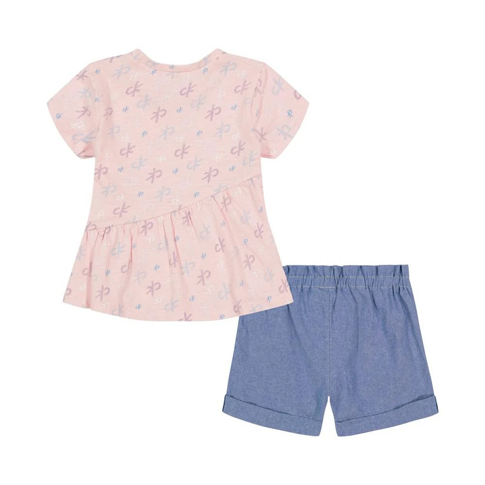商品Calvin Klein|Baby Girls Printed Tunic and Chambray Shorts, 2 Piece Set,价格¥226,第2张图片详细描述