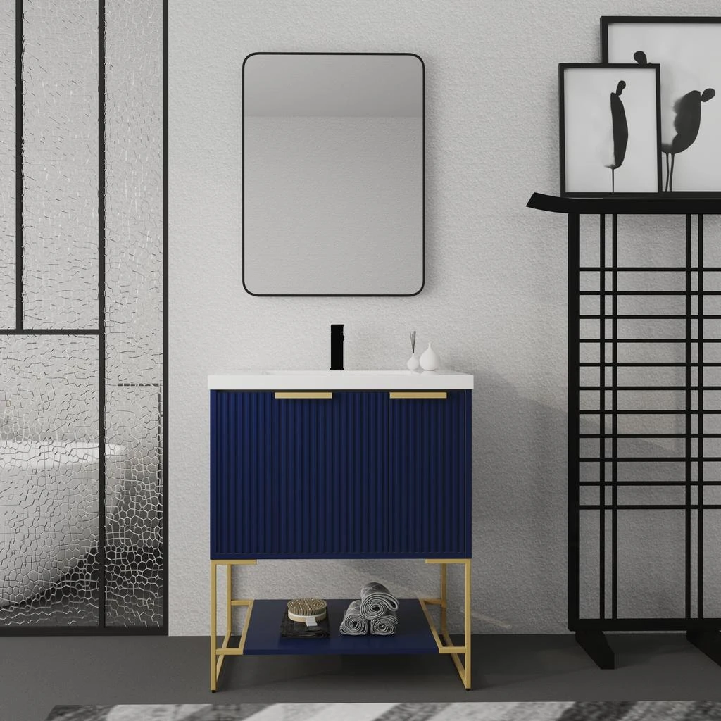 商品Streamdale Furniture|Streamdale 30 Inch Freestanding Bathroom Vanity With Resin Basin, 30x18,价格¥8771,第1张图片